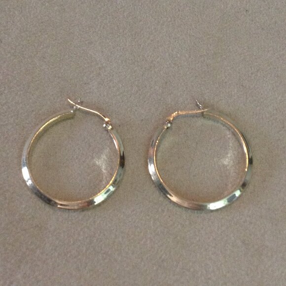Sterling Silver 925 Hoop Earrings; 1.5" Hoop, Sparkling, Sterling, Girlhoodcore - Picture 2 of 2